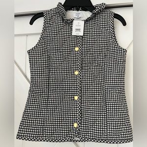 NWT Houndstooth Sleeveless Jacket Vest…Girls Size M